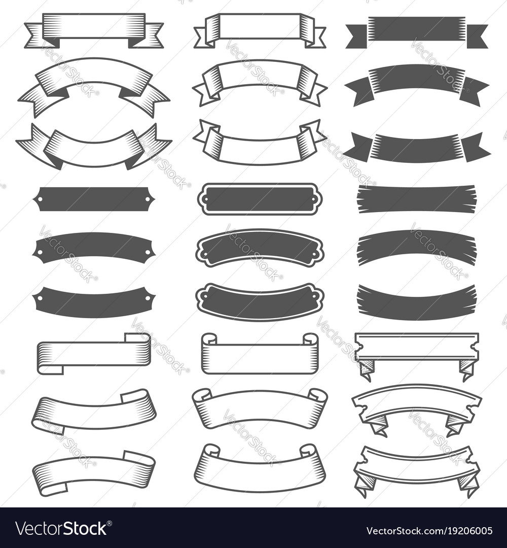 Collection of vintage labels and ribbons Vector Image