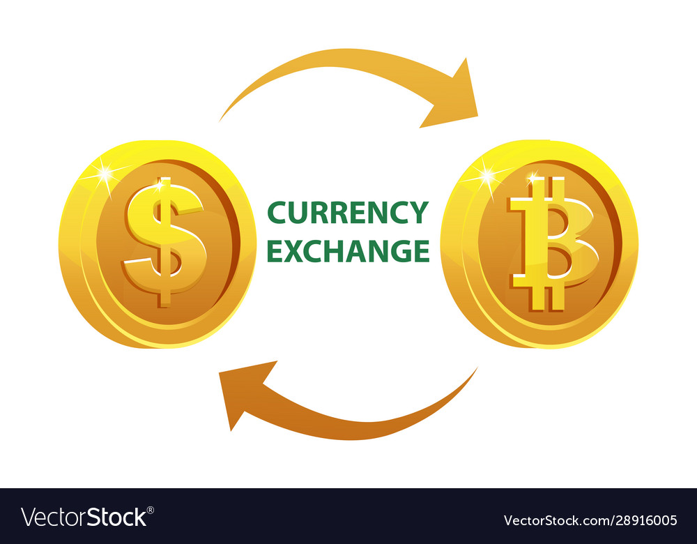 Currency exchange gold dollar and bitcoin coins Vector Image