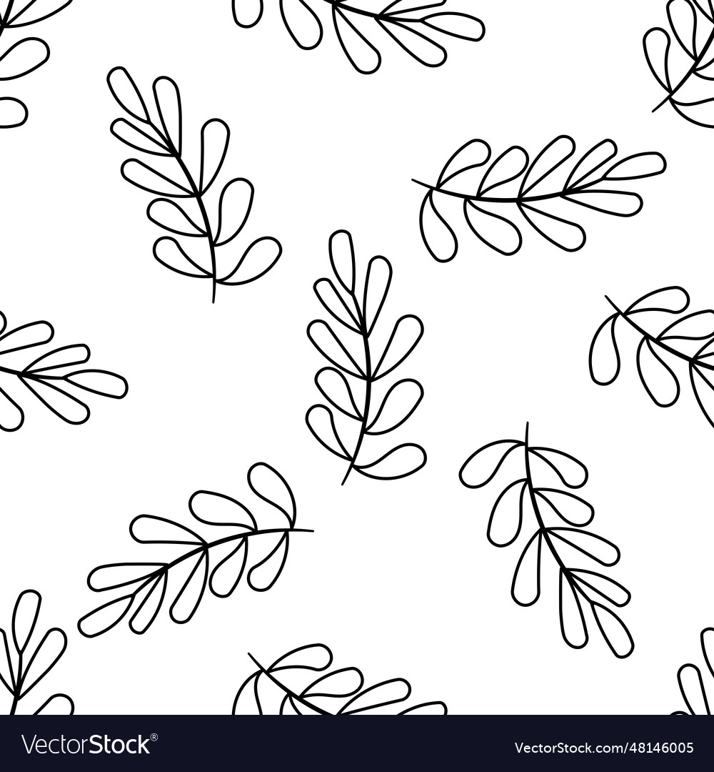 Leaf branch line forest doodle background pattern Vector Image Leaf branch line forest doodle background pattern