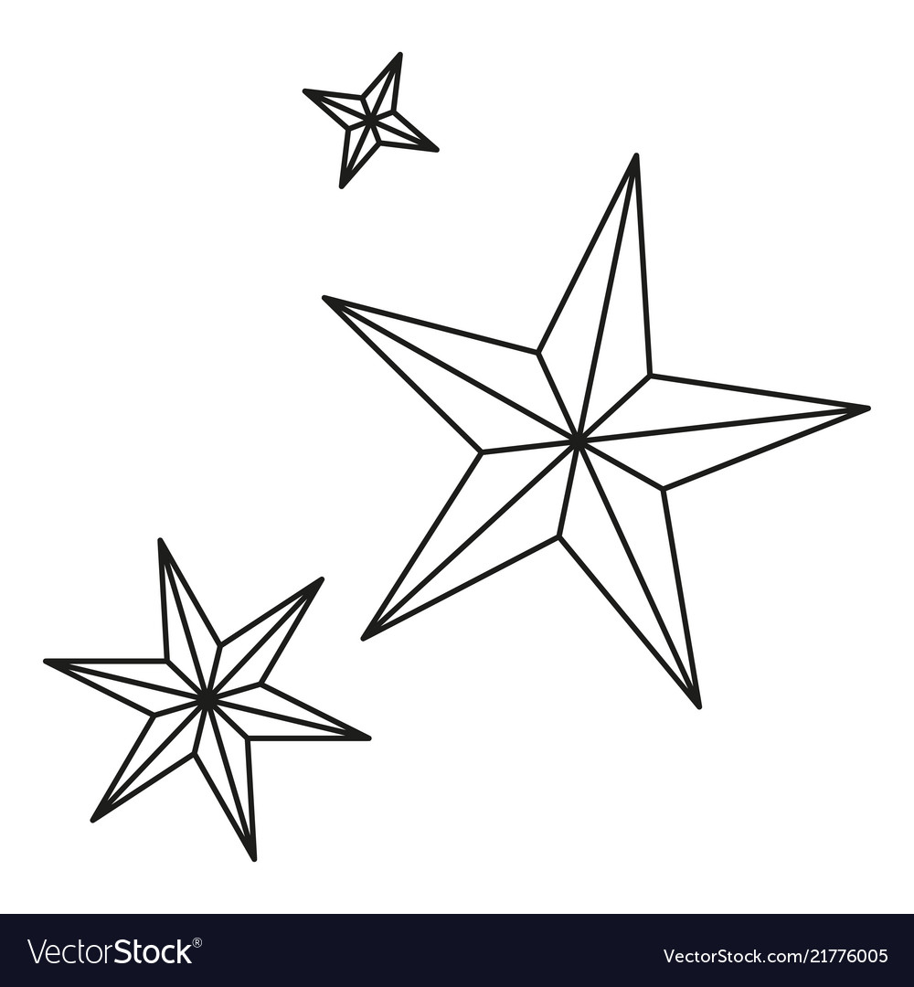 Line art black white christmas stars Royalty Free Vector