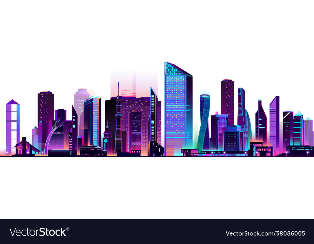 Metro night cityscape Royalty Free Vector Image