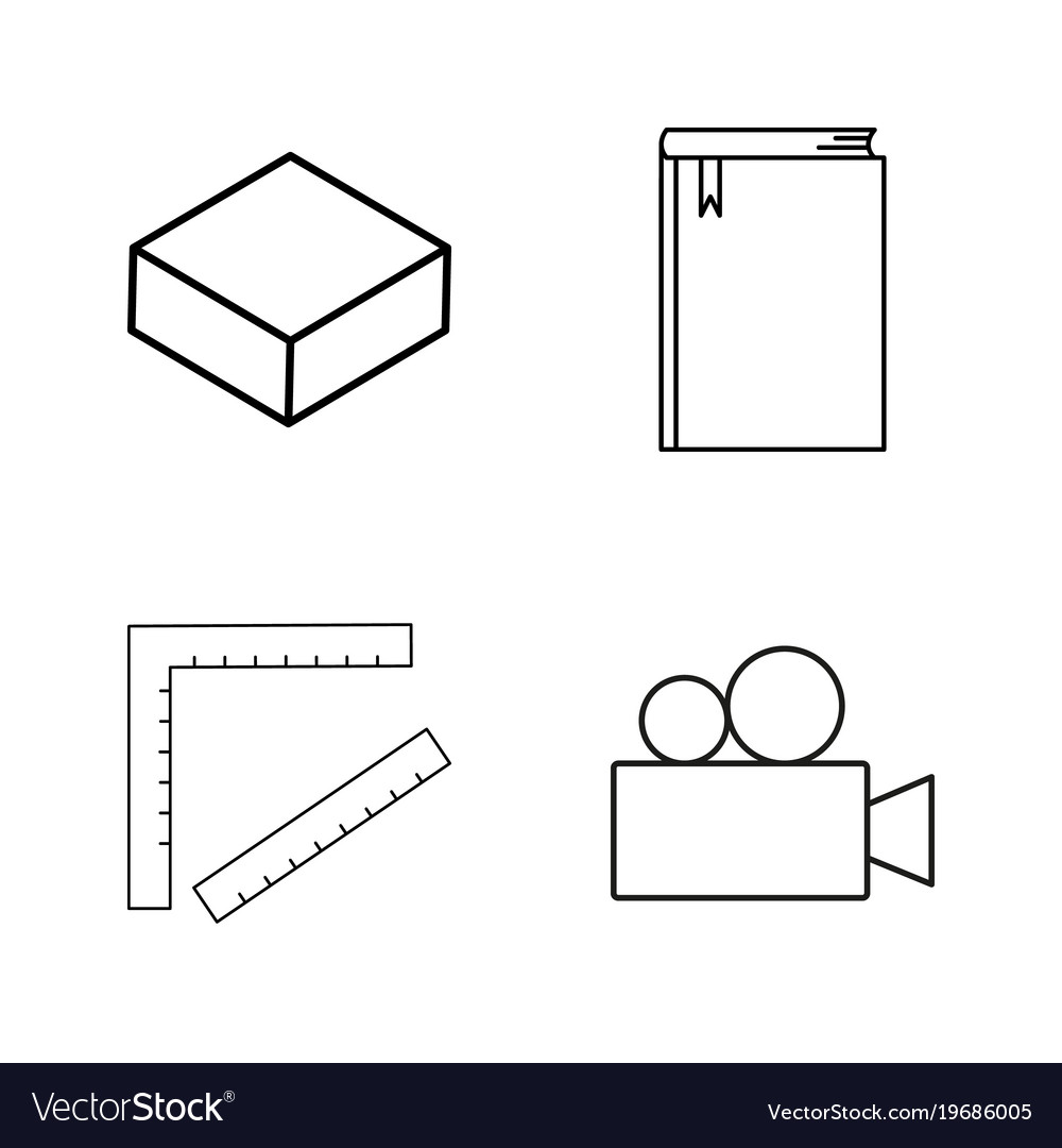 Office simple linear outline icon set