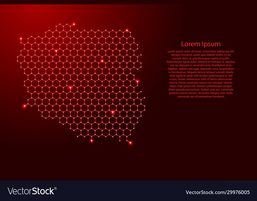 Poland map from futuristic hexagonal shapes vector image Poland map from futuristic hexagonal shapes
