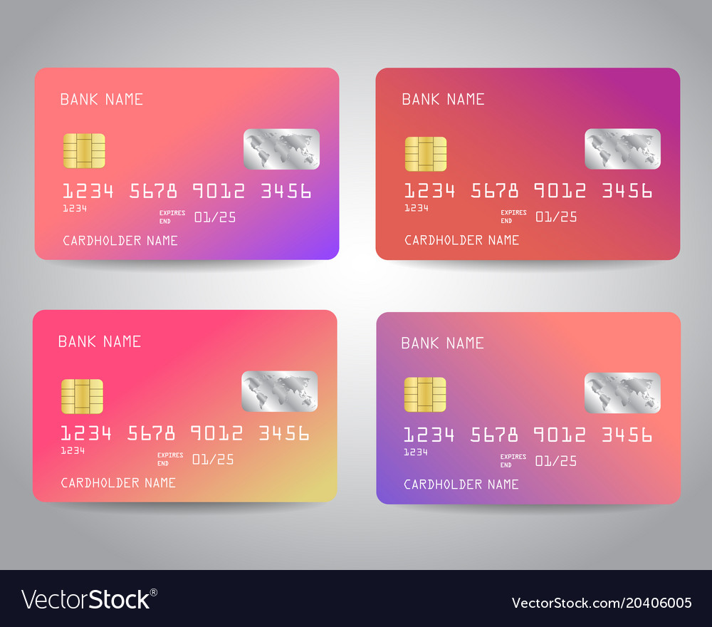 Realistic detailed credit cards set Royalty Free Vector