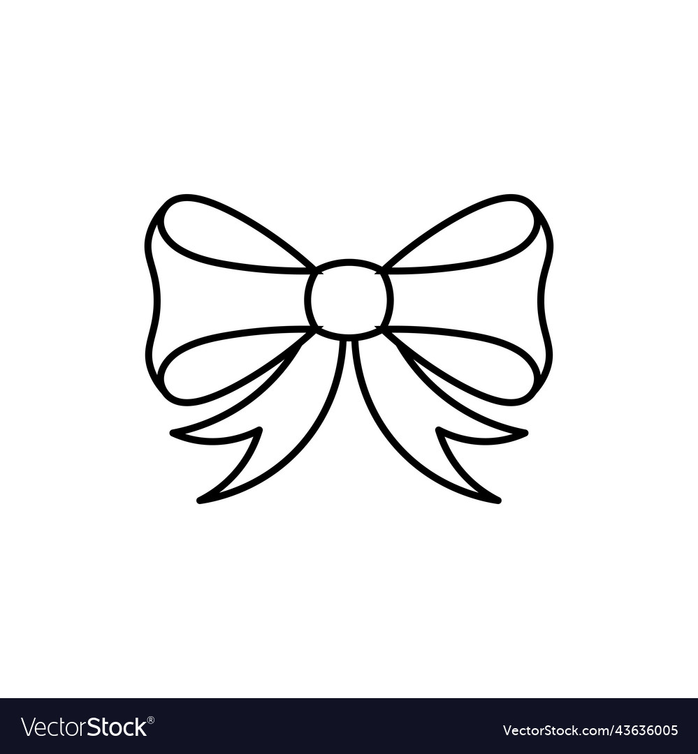 Ribbon bow line art icon design template