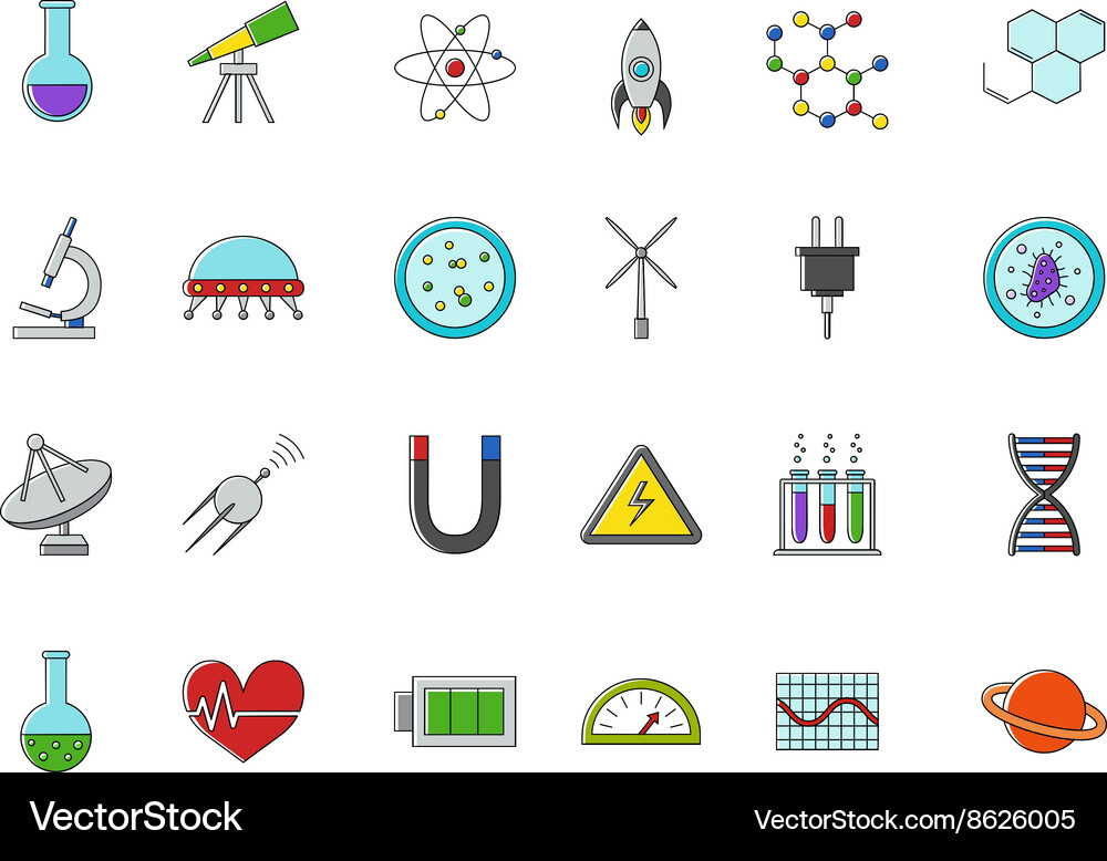 Science colorful icons set Royalty Free Vector Image