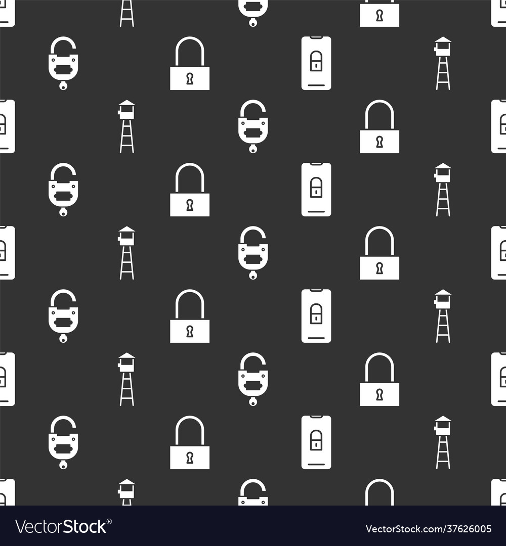 Set mobile with closed padlock watch tower lock