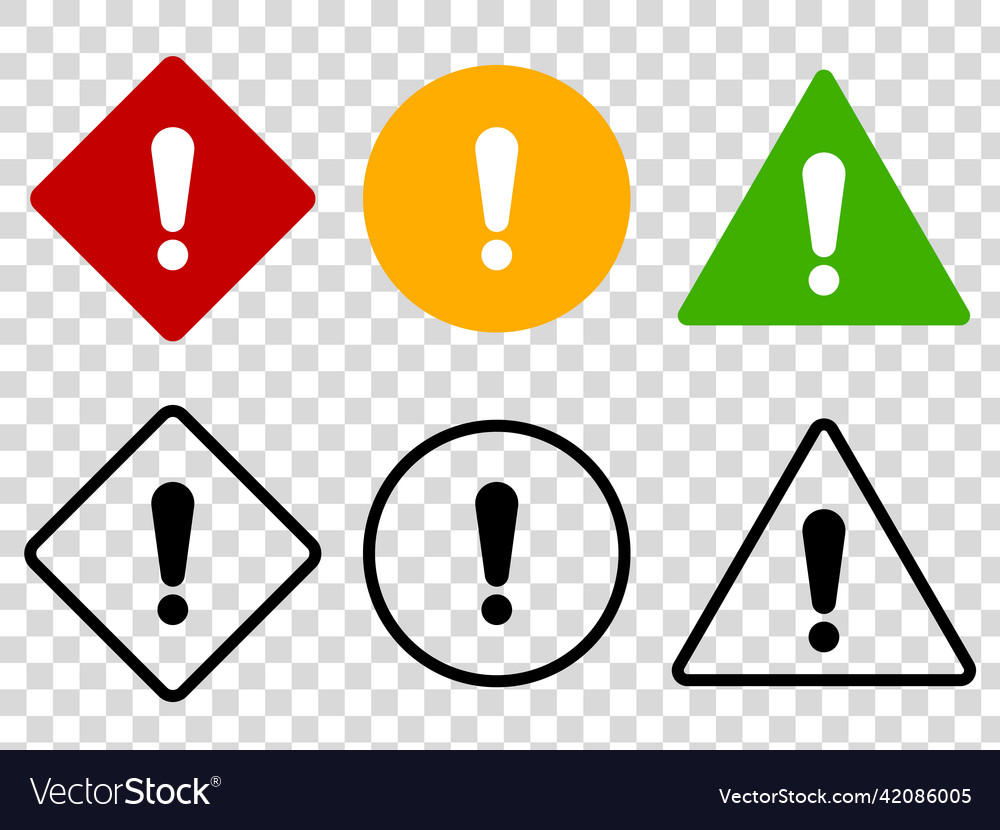 Set of flat exclamation marks buttons vector image Set of flat exclamation marks buttons