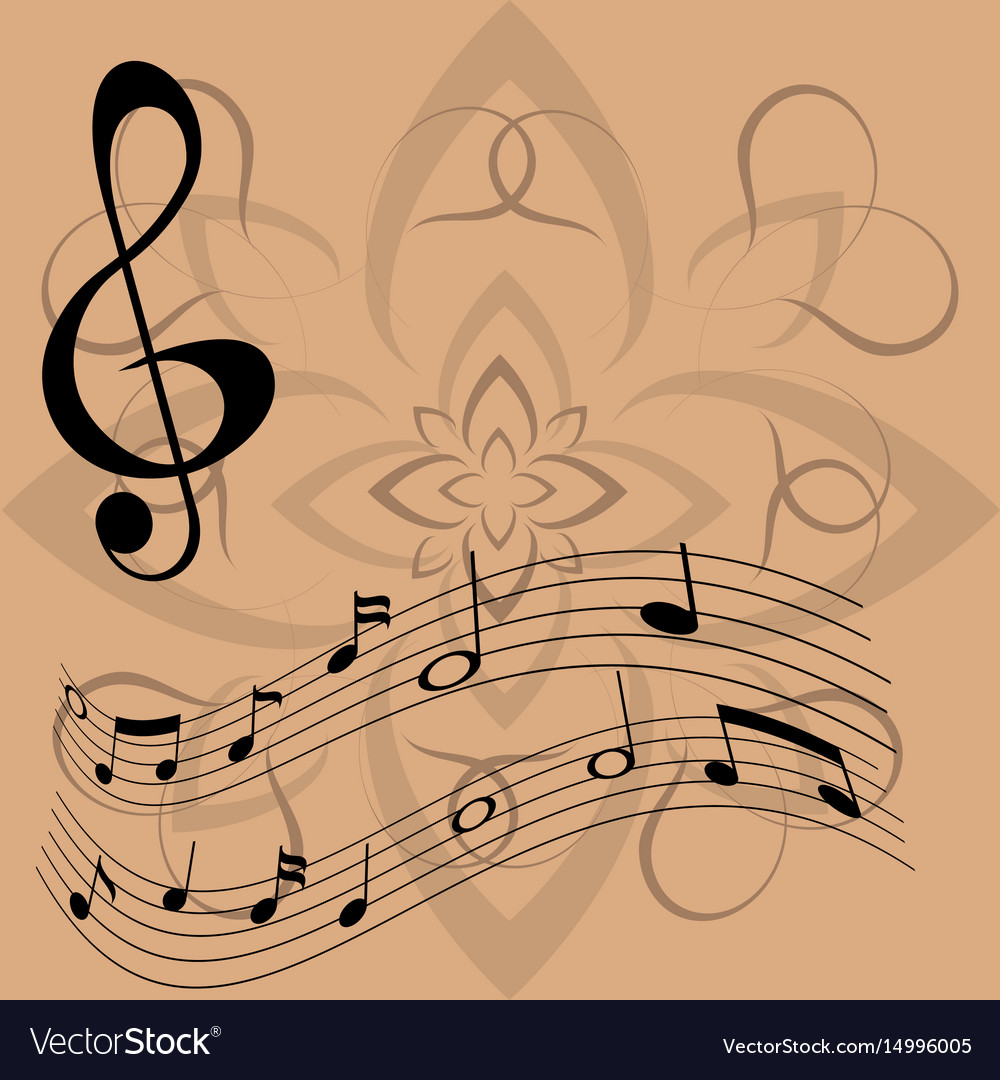 Treble clef and floating notes