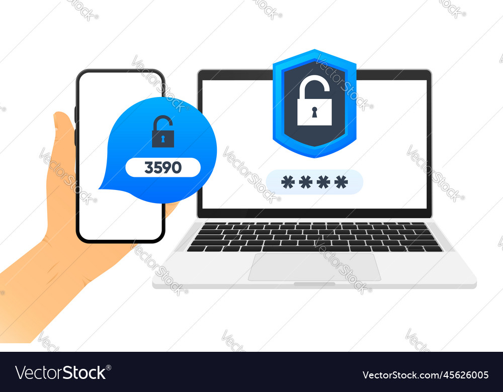 Two steps authentication verification code Vector Image Two steps authentication verification code