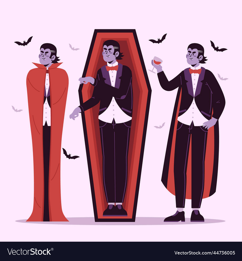 Vampire character collection flat design Vector Image Vampire character collection flat design