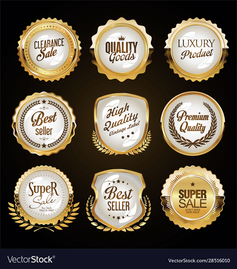 A golden collection various badges and labels Vector Image