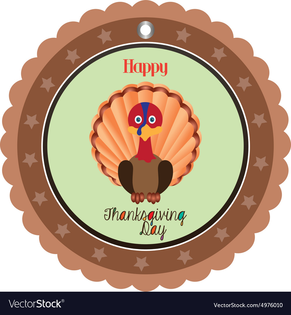 An isolated label with a turkey for thanksgiving