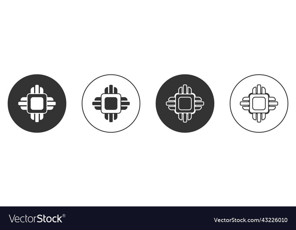 Black computer processor with microcircuits cpu vector image Black computer processor with microcircuits cpu