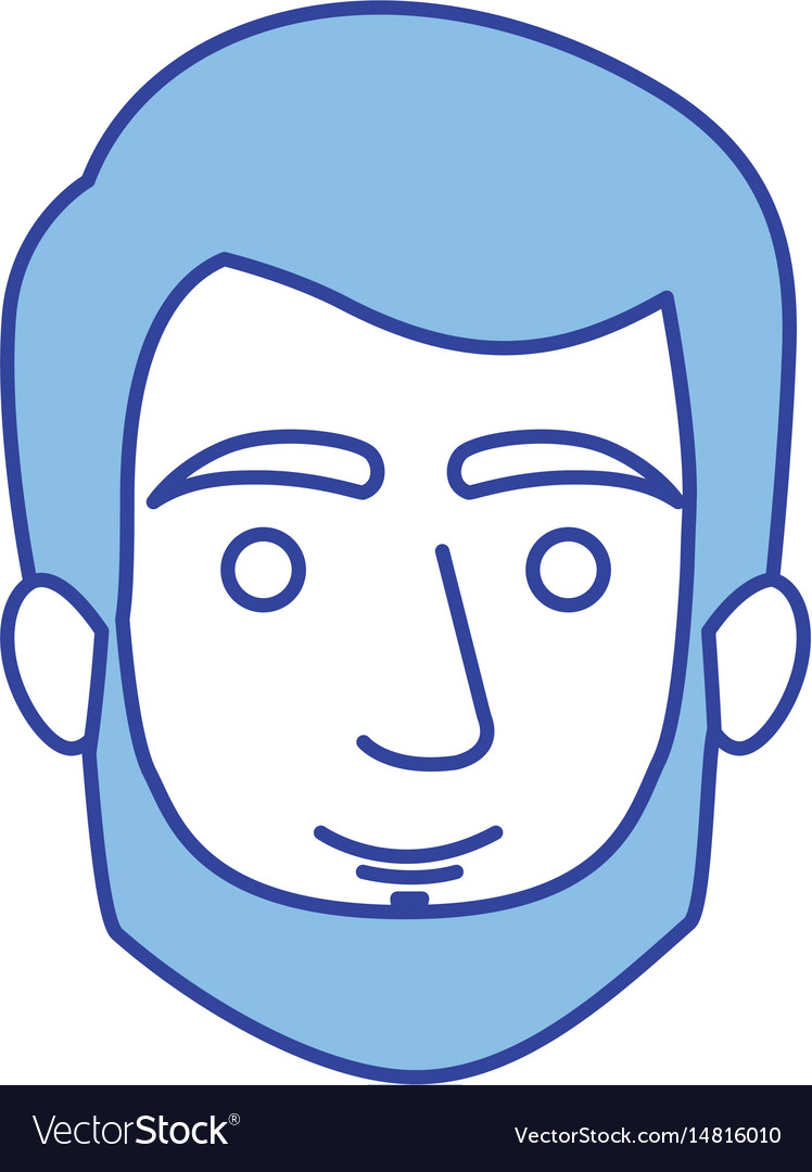 Blue Silhouette Of Young Man With Short Hair And Vector Image
