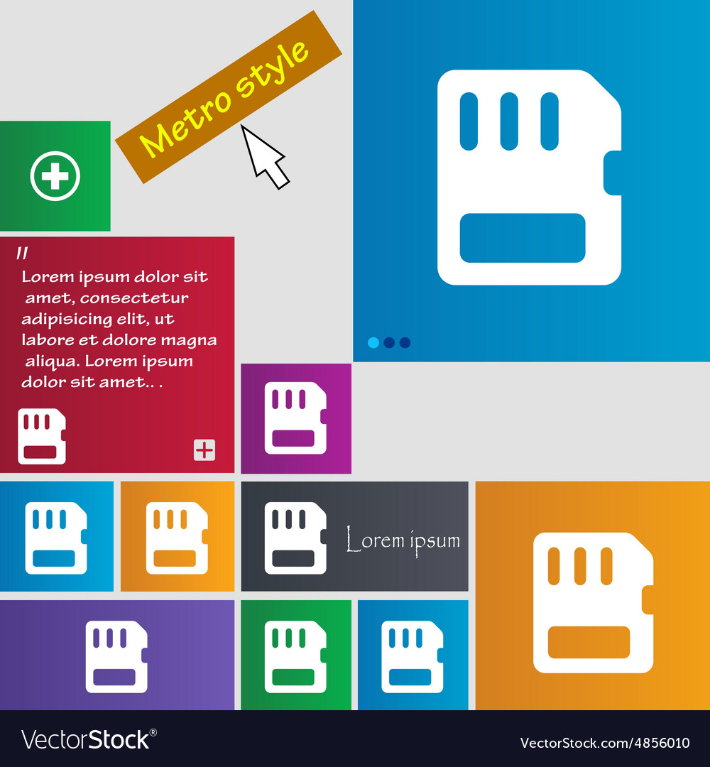 Compact memory card icon sign metro style buttons