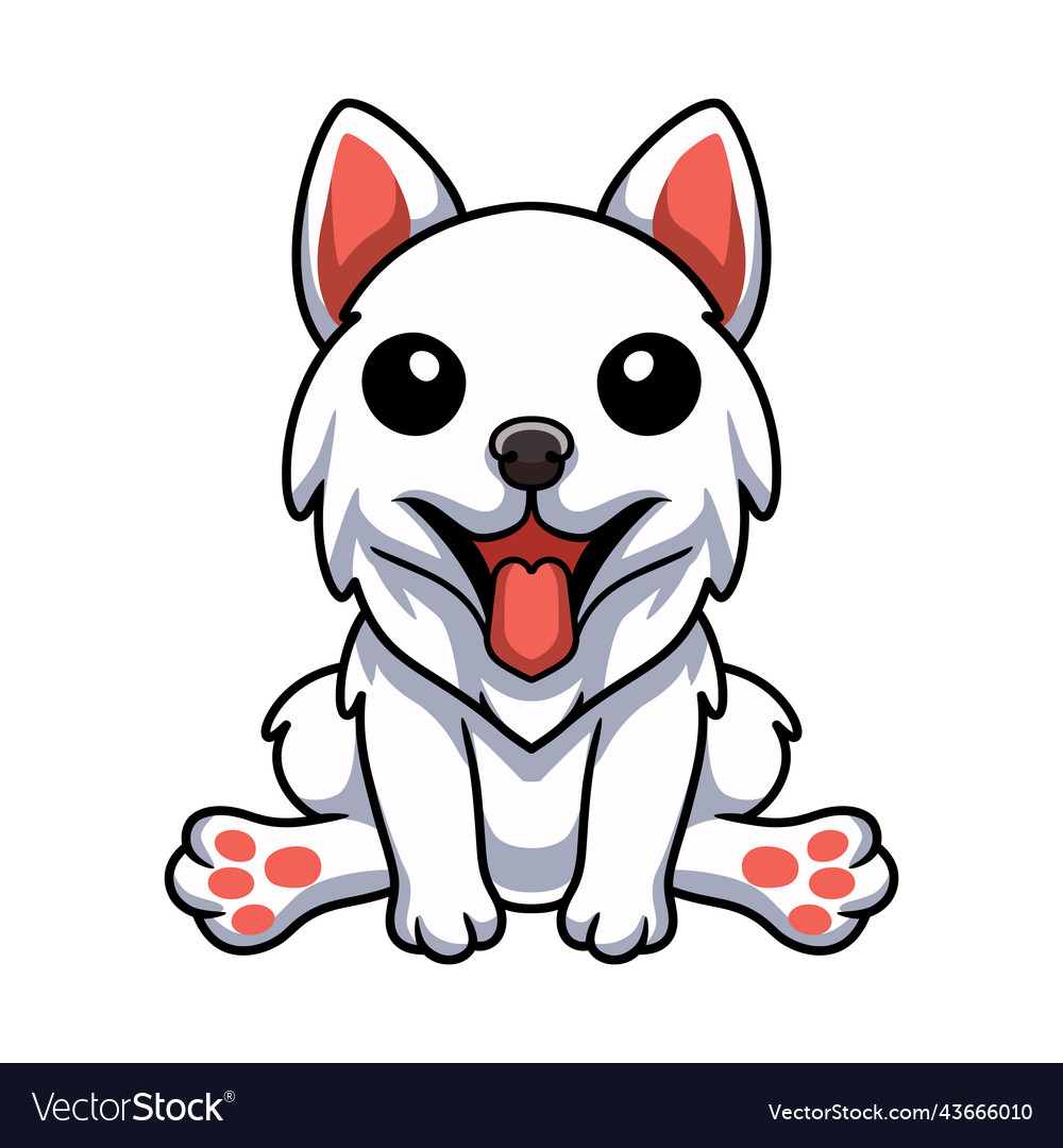 Cute samoyed dog cartoon sitting