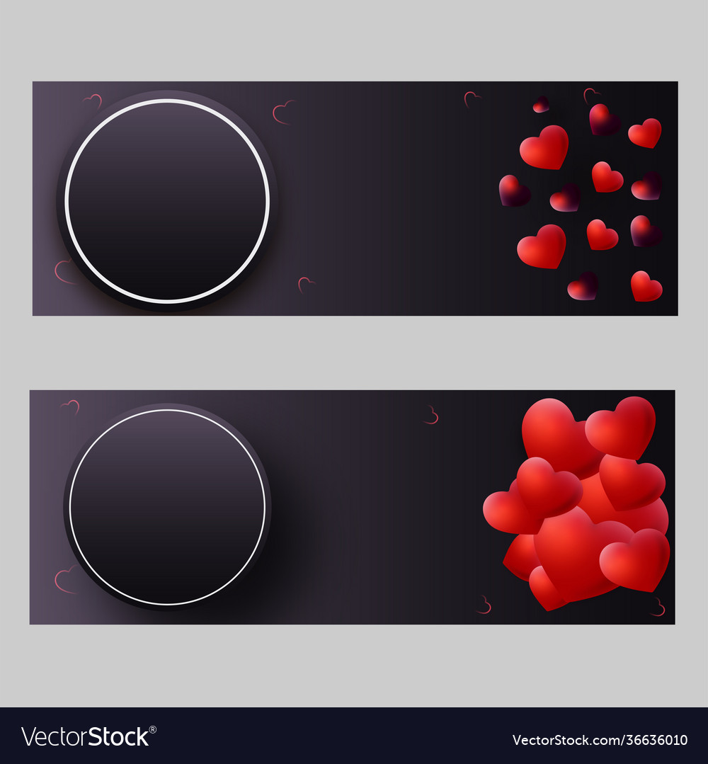 Glossy red hearts with empty circular frame given