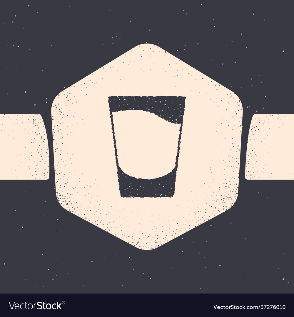 Grunge shot glass icon isolated on grey background