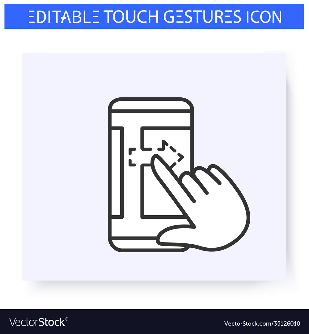 Horizontal scroll right hand gesture line icon vector image Horizontal scroll right hand gesture line icon