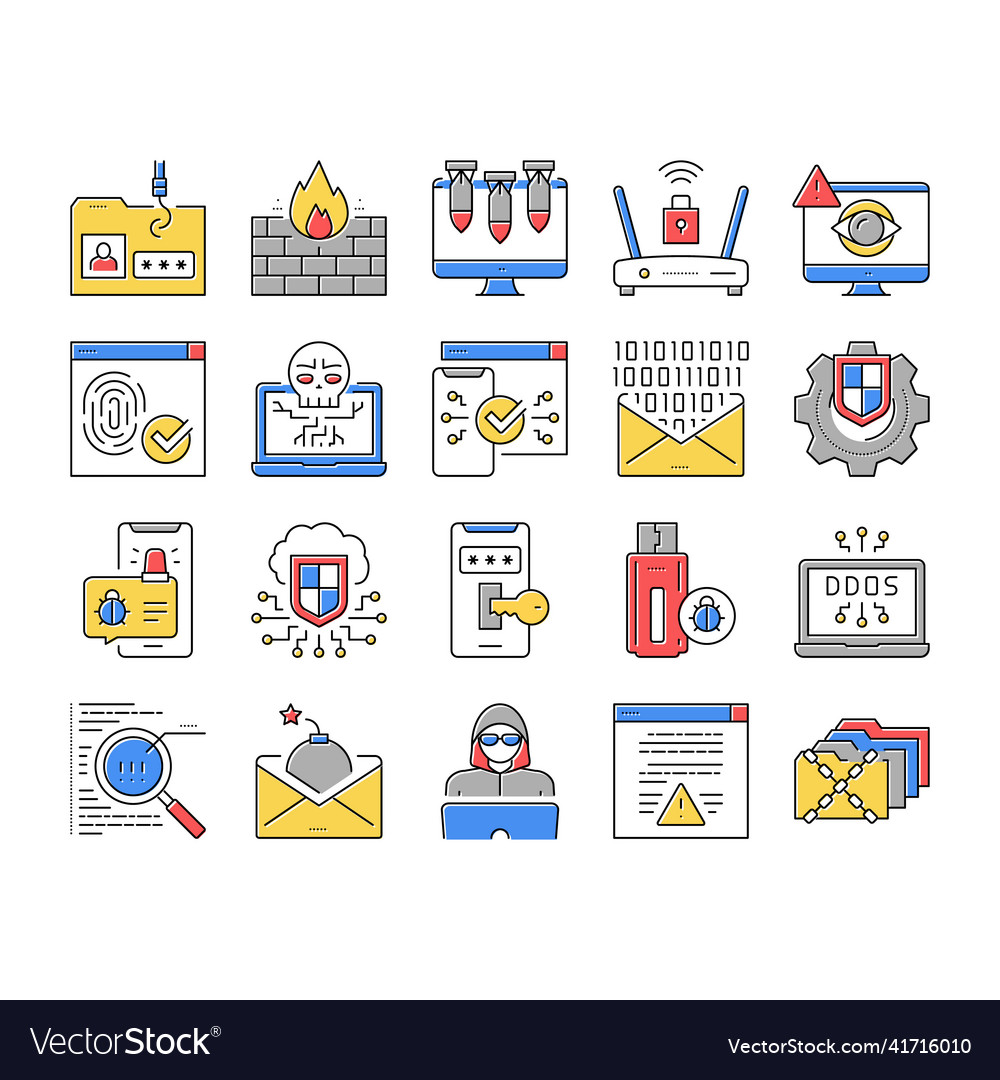 Internet security collection icons set vector image Internet security collection icons set