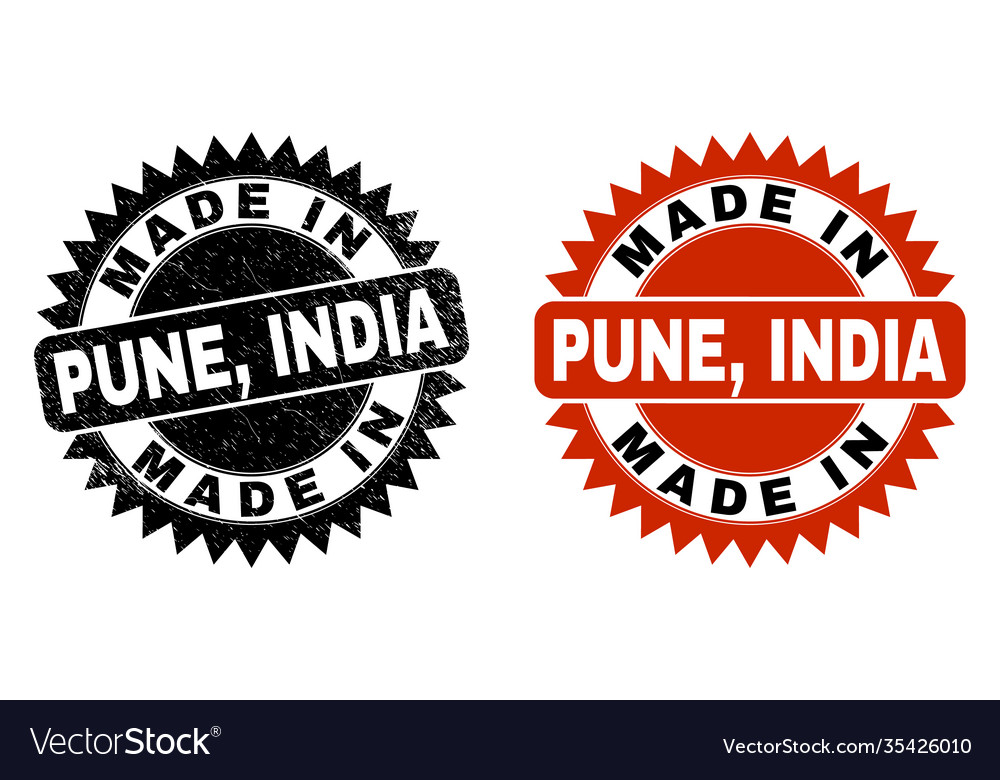 Made in pune india black rosette stamp