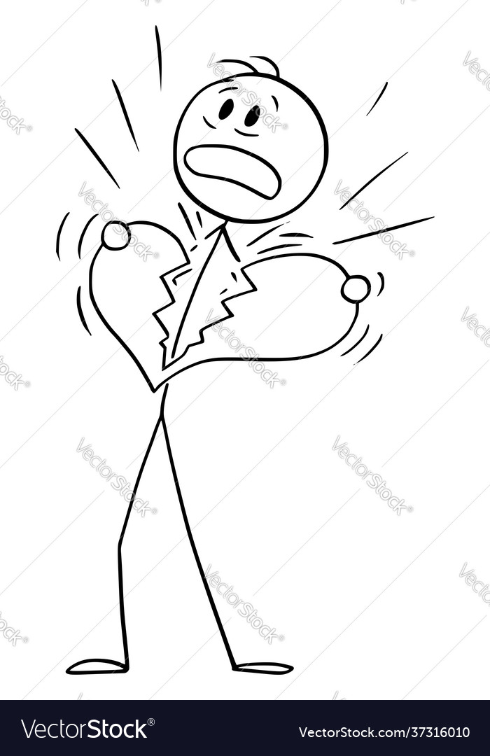 Man with broken heart or coronary attack vector image Man with broken heart or coronary attack
