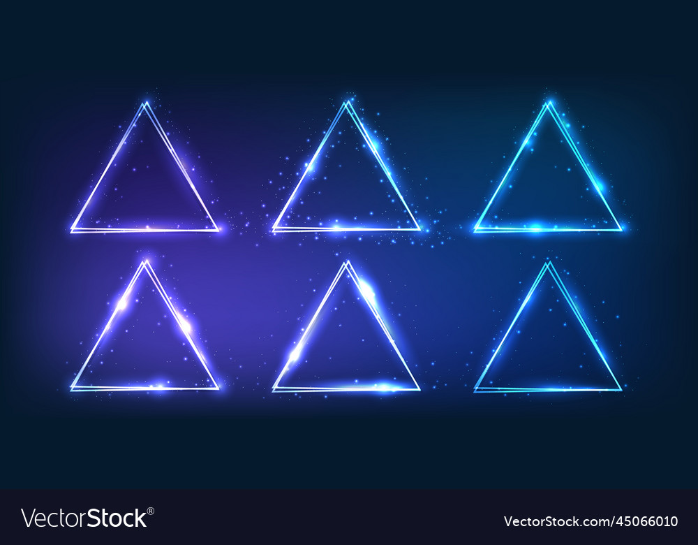 Neon double triangular frame with shining effects