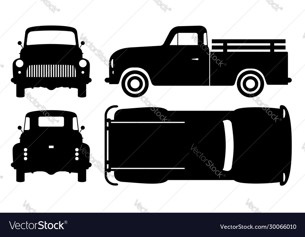 Old Pickup Truck Black Icons Royalty Free Vector Image