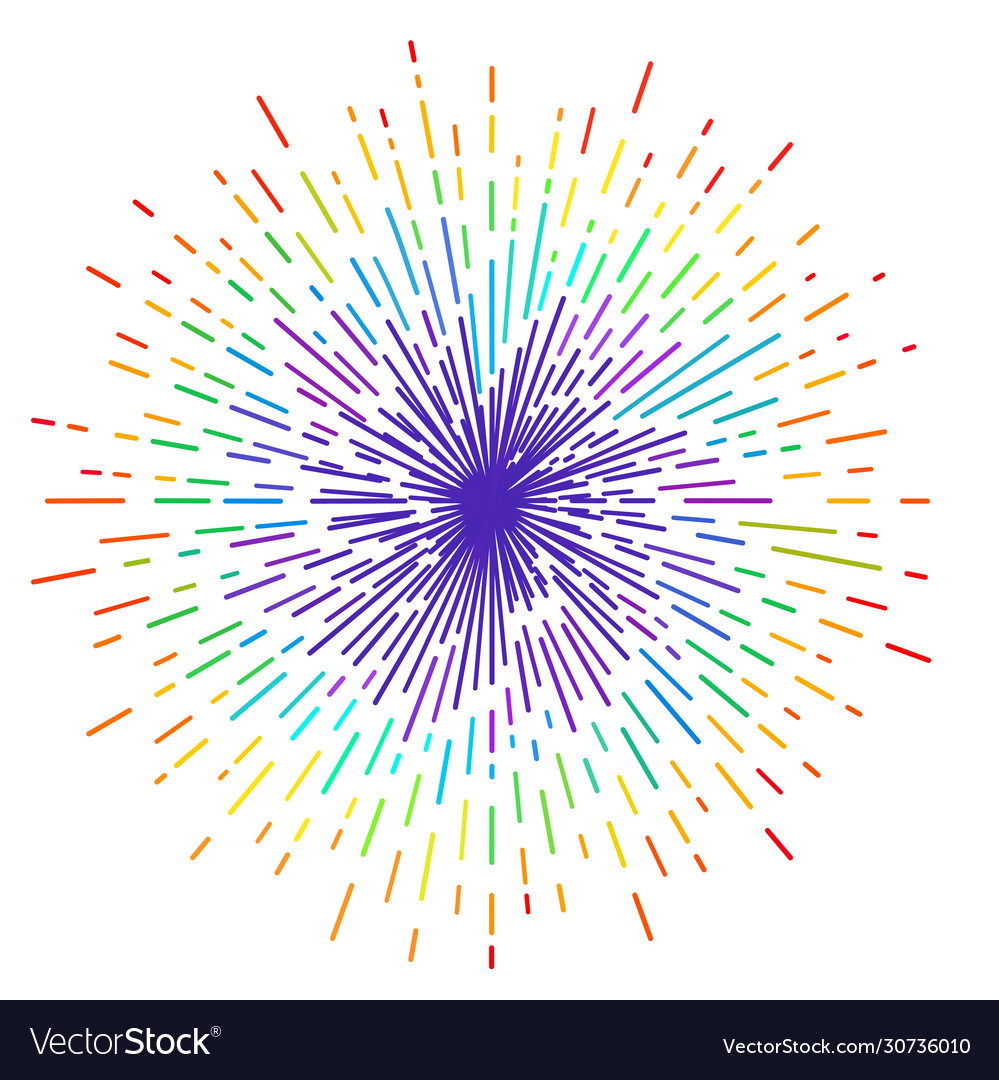 Outline drawing rays sun in rainbow