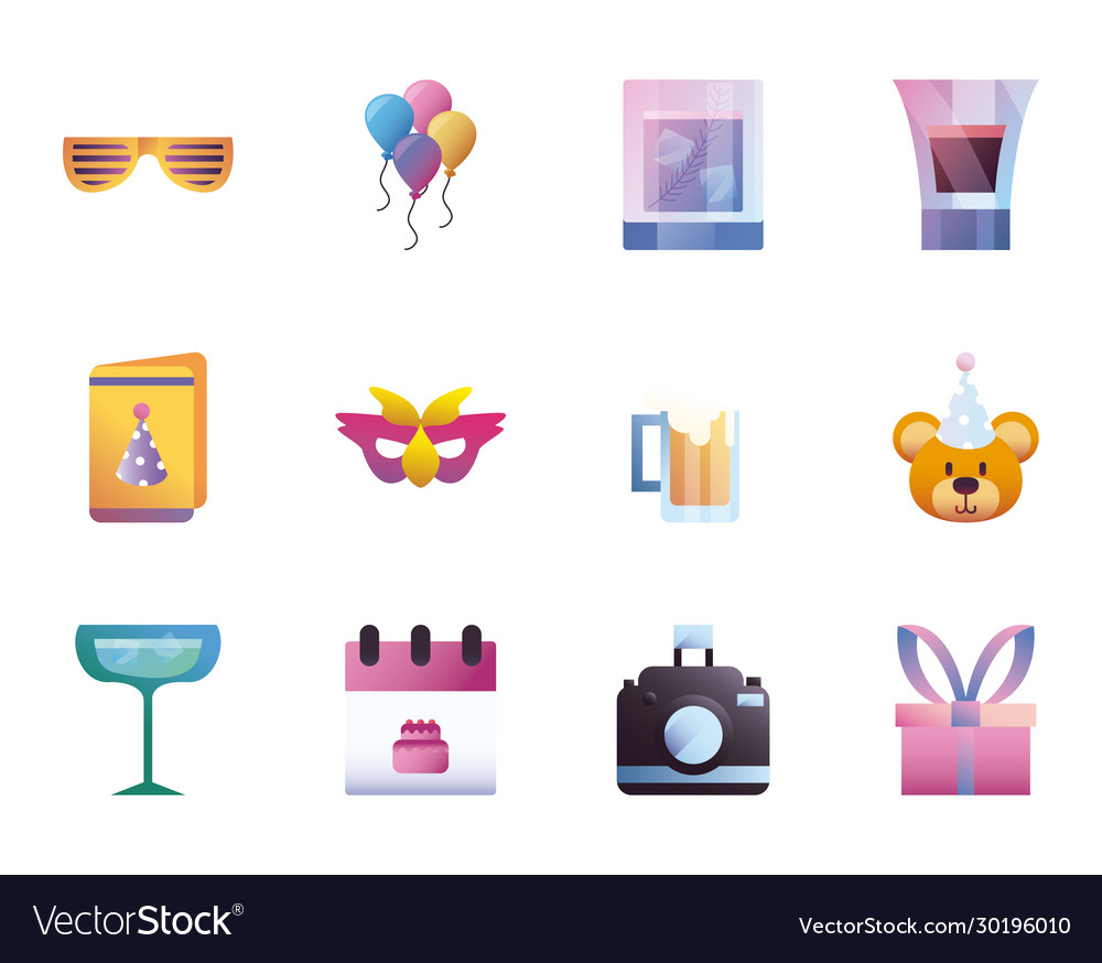Party gradient style icon set design