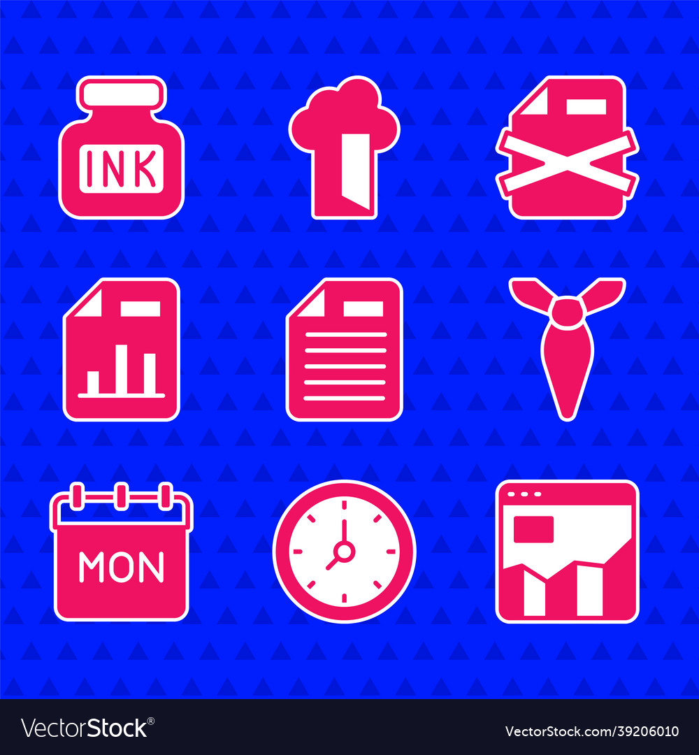 Set file document clock graph chart infographic