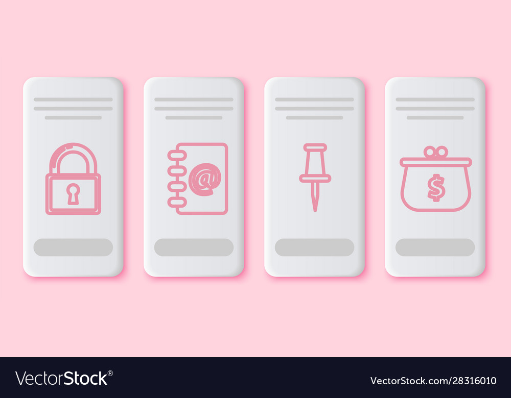 Set line lock address book push pin and wallet