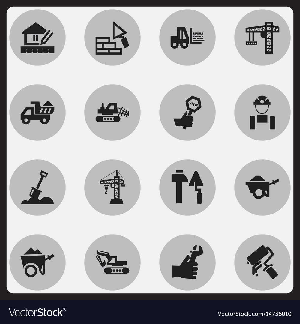 Set of 16 editable building icons includes