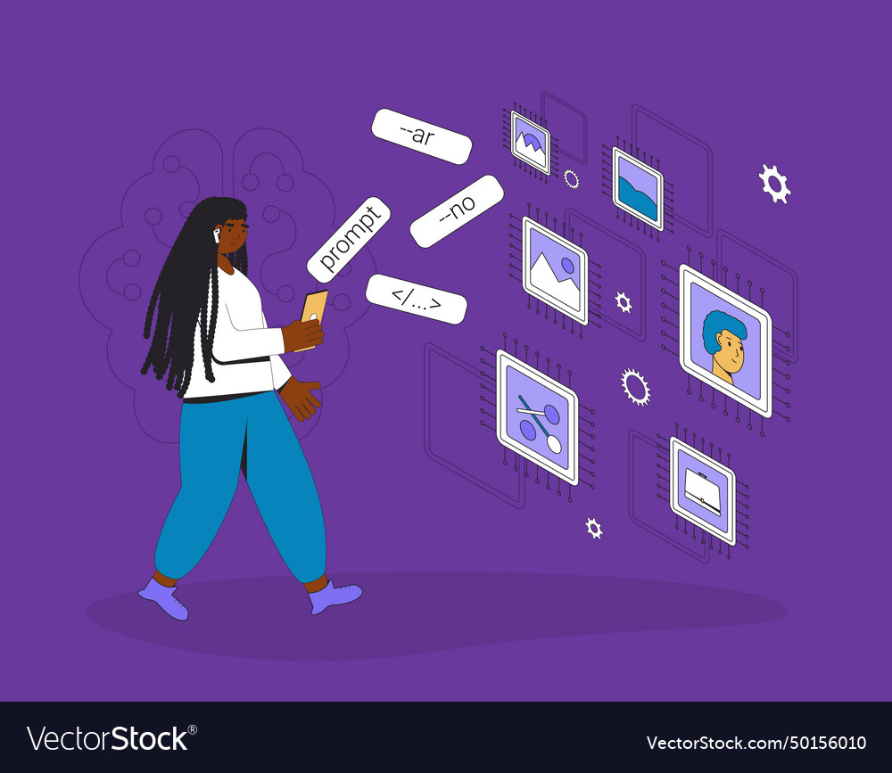 Text-to-image models and prompt engineering vector image Text-to-image models and prompt engineering