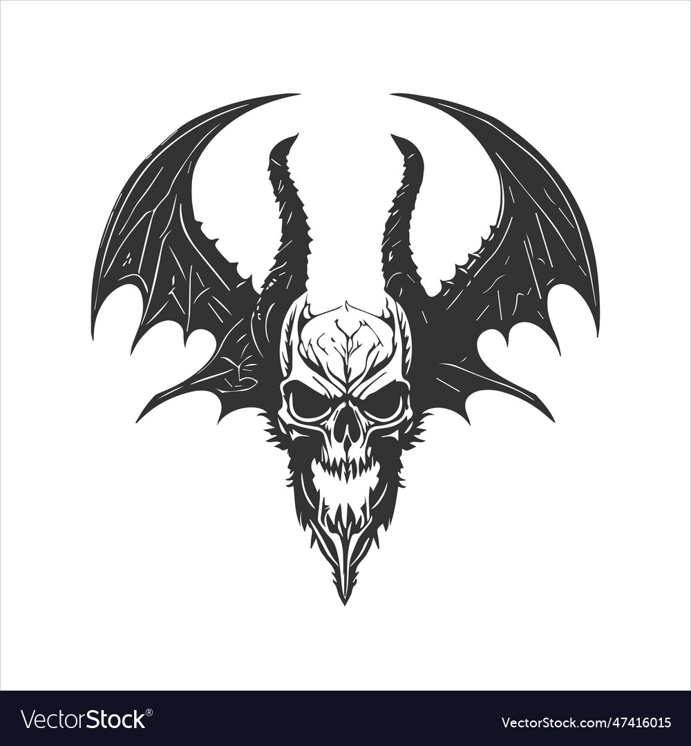 Angry horned and winged skull Royalty Free Vector Image