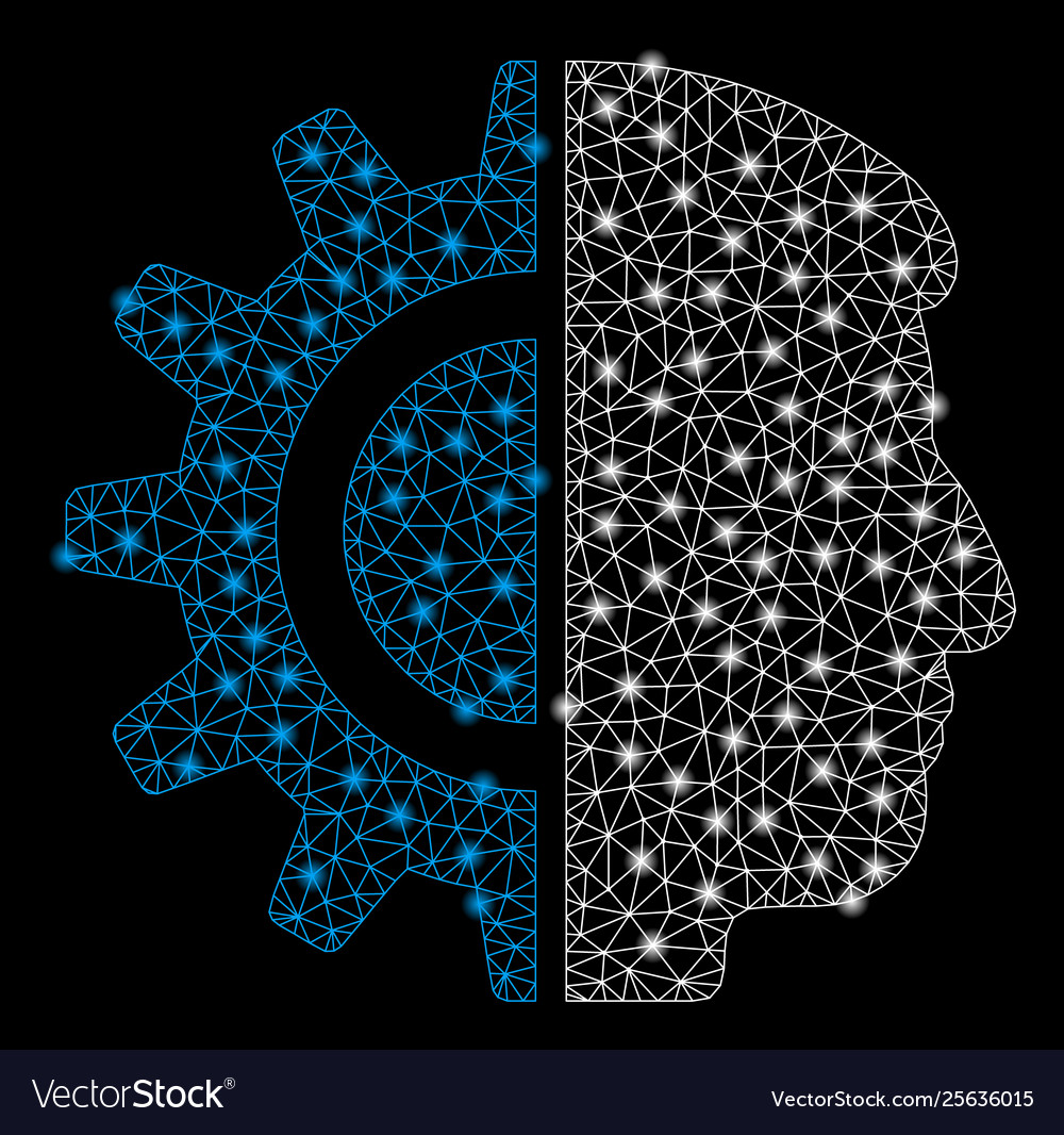 Bright mesh network android robotics with flash vector image Bright mesh network android robotics with flash