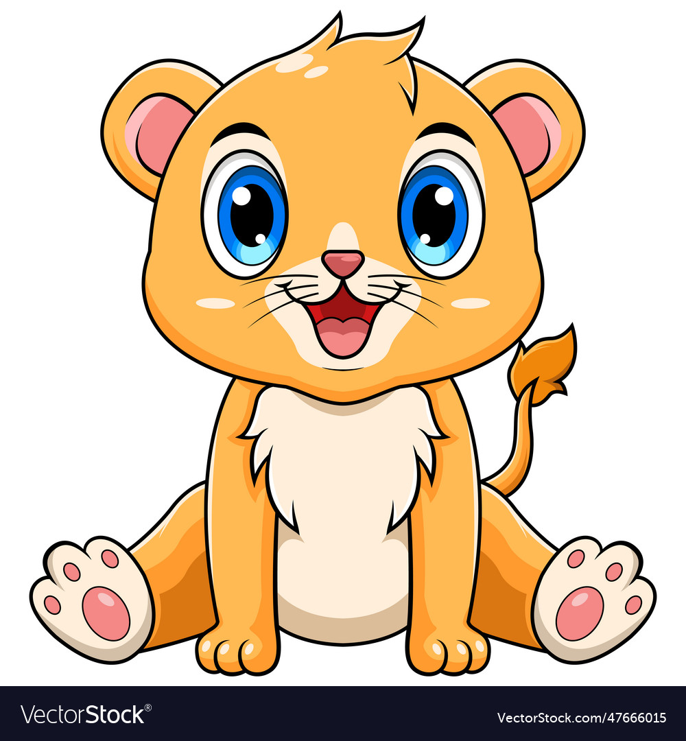 Cute baby lion cartoon sitting