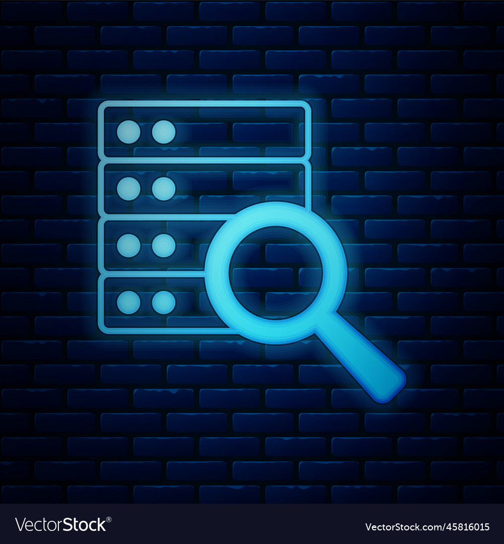 Glowing neon server data web hosting icon