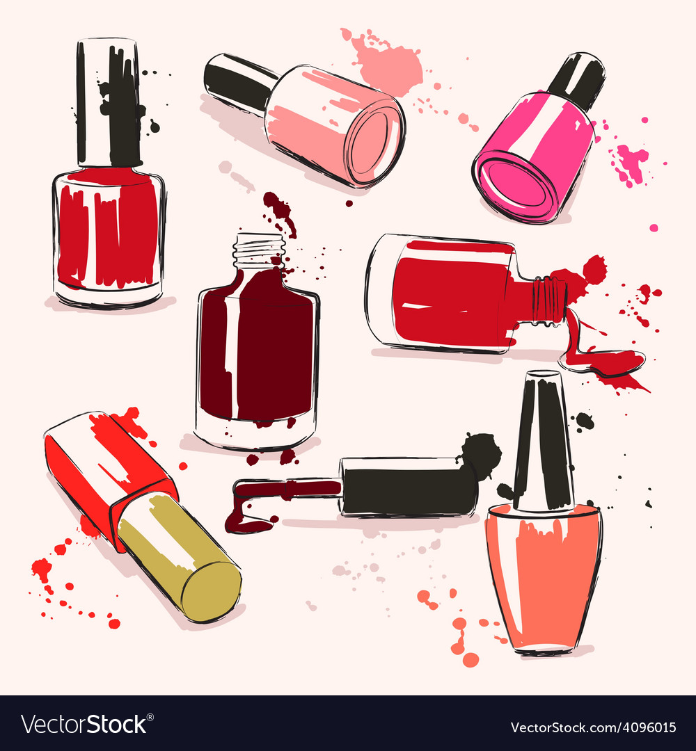 Bottles of nail polish sketch icon Royalty Free Vector Image