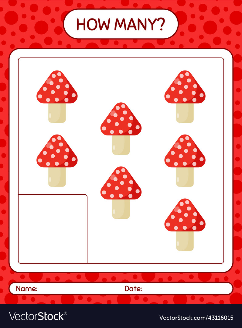 How many counting game with mushroom worksheet