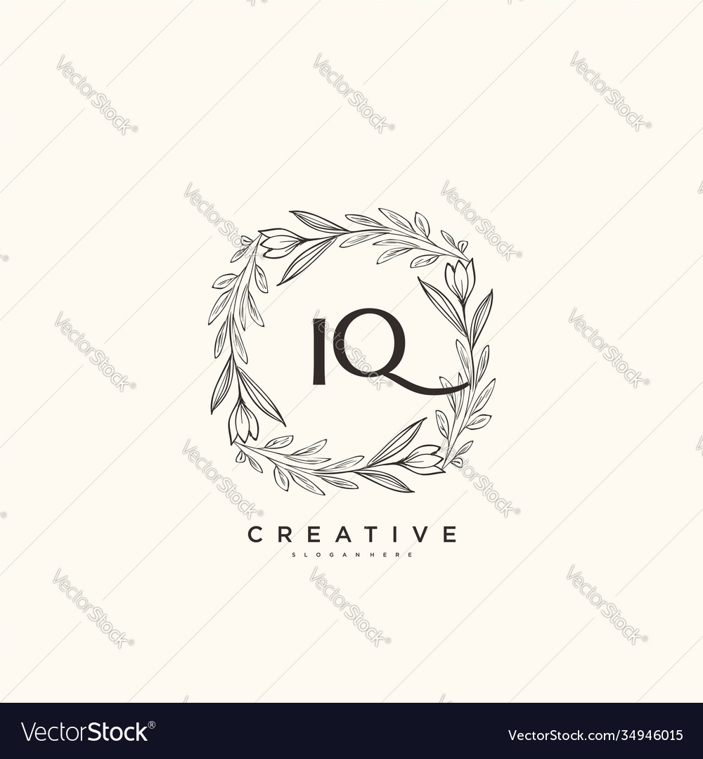 Iq beauty initial logo art handwriting