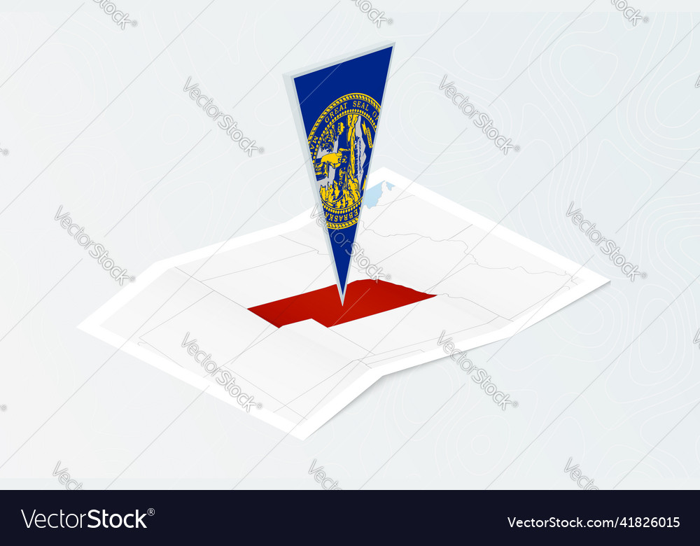 Isometric paper map of nebraska with triangular