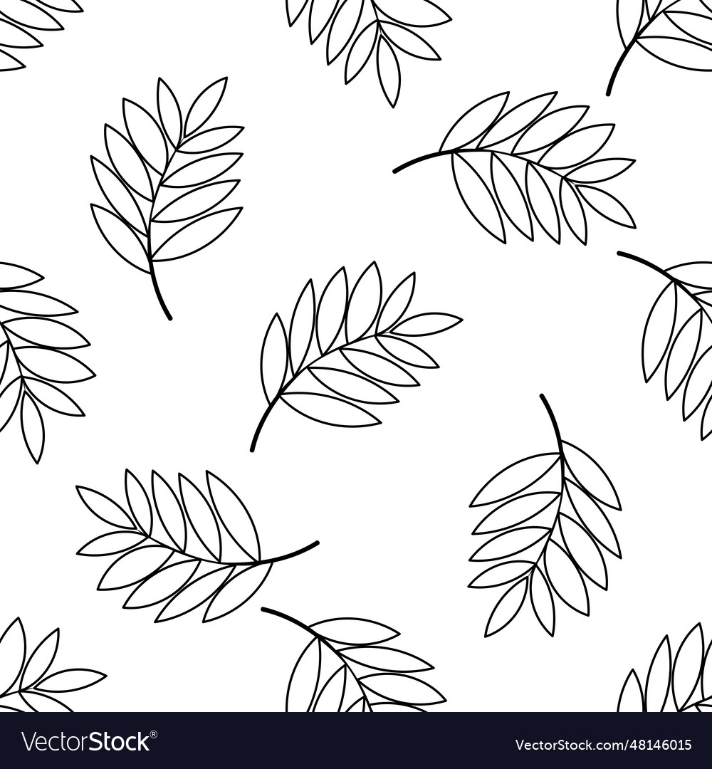 Leaf branch line forest doodle background pattern vector image Leaf branch line forest doodle background pattern