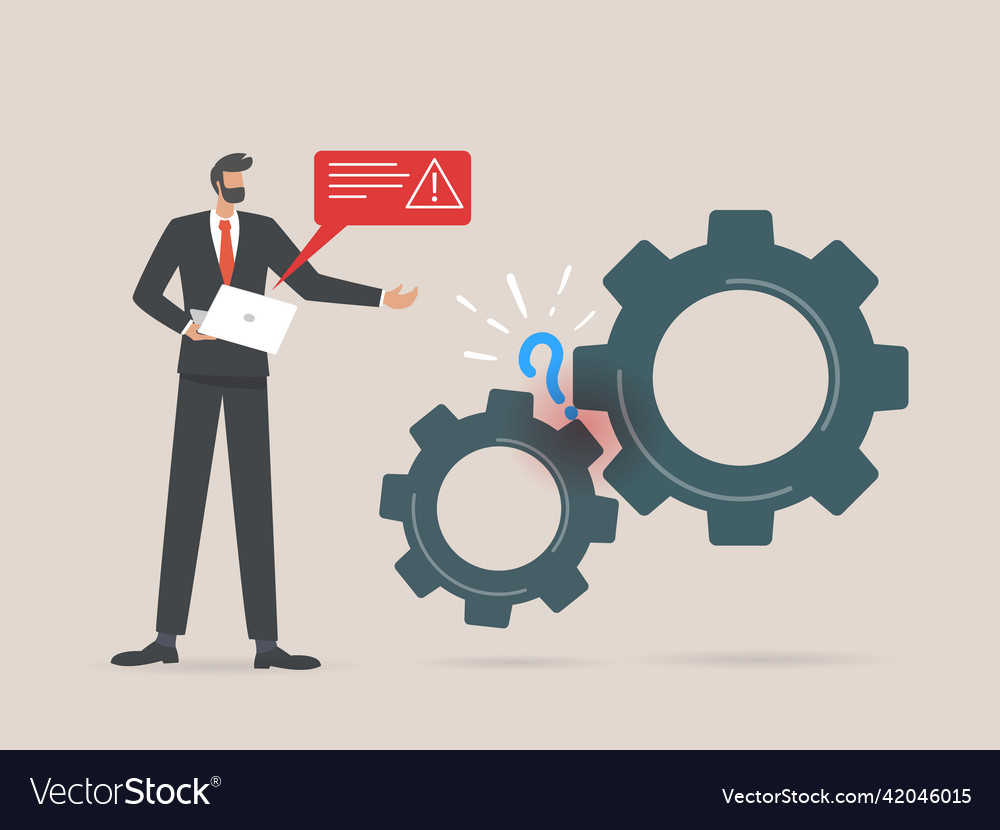Man worker character face network problem vector image Man worker character face network problem