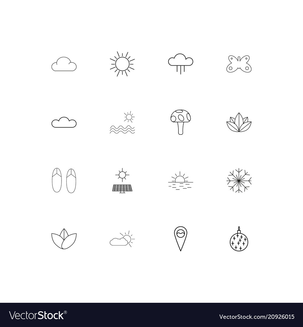 Nature linear thin icons set outlined simple