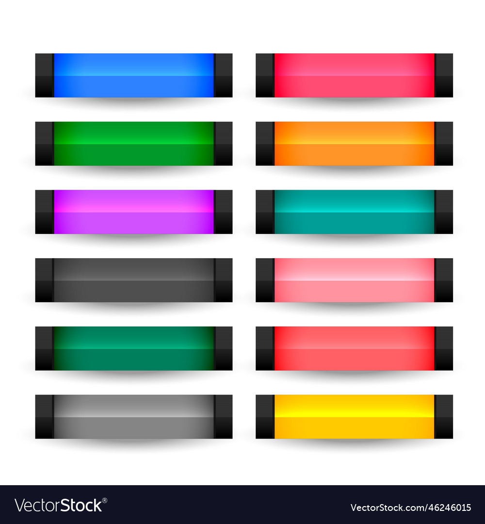 Rectangle buttons set in many colors