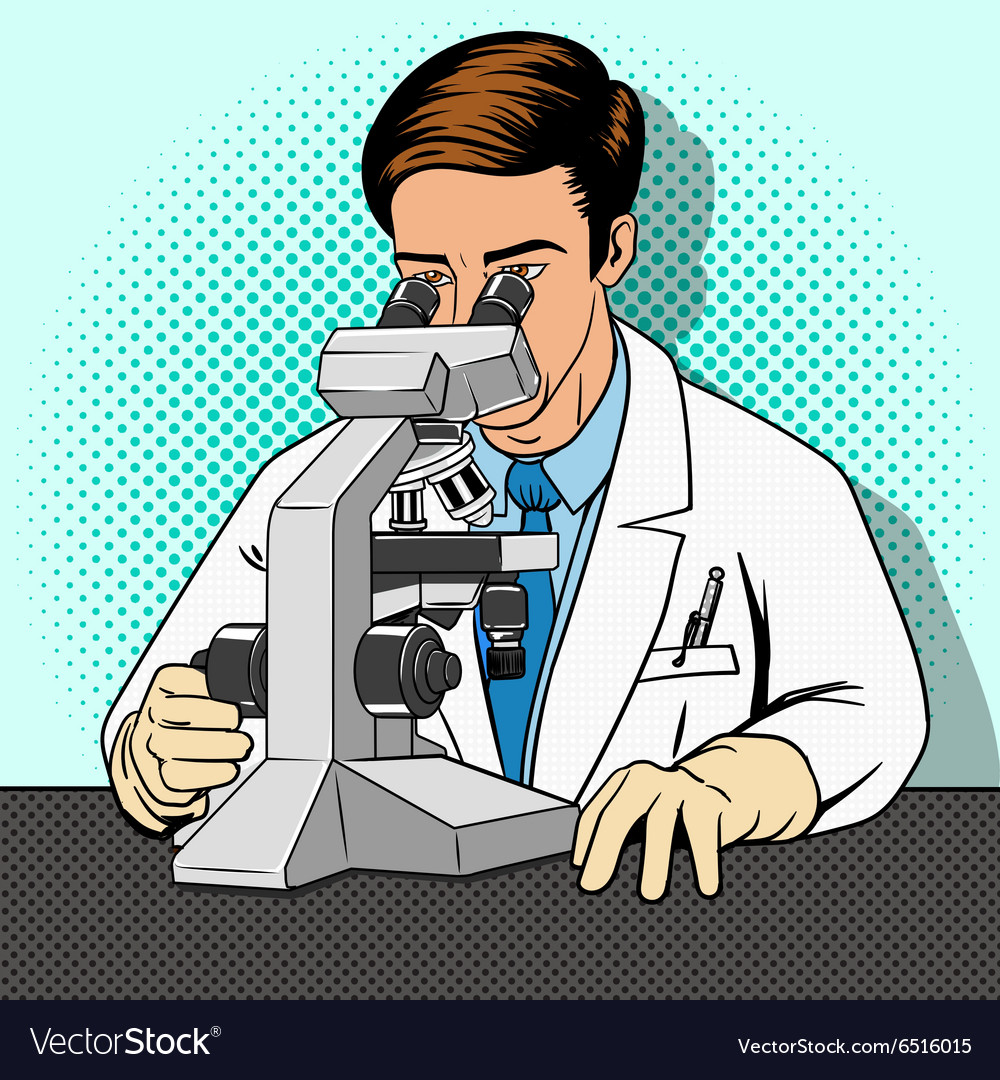 Retro Scientist with Microscope