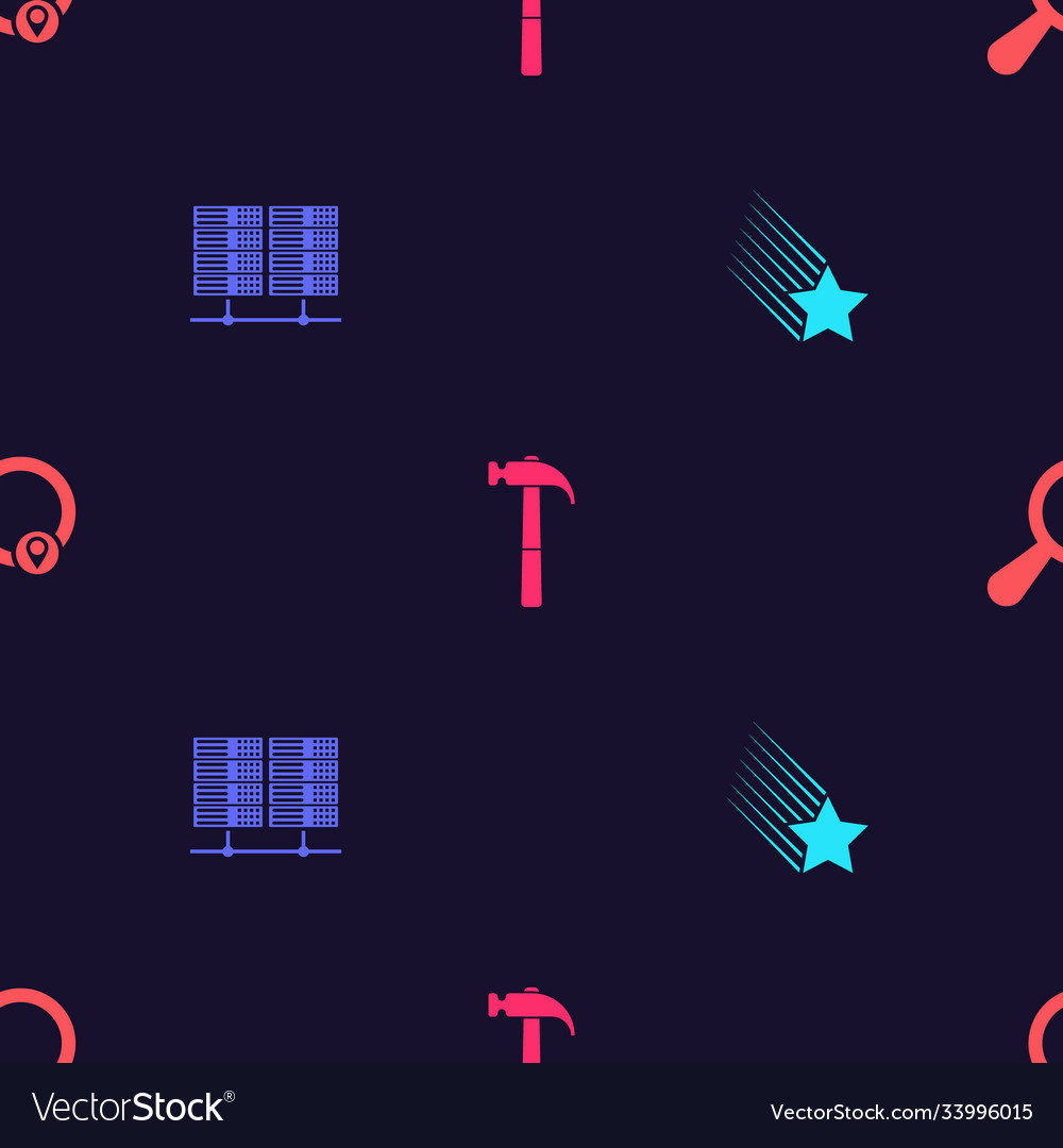 Set falling star server data web hosting vector image Set falling star server data web hosting