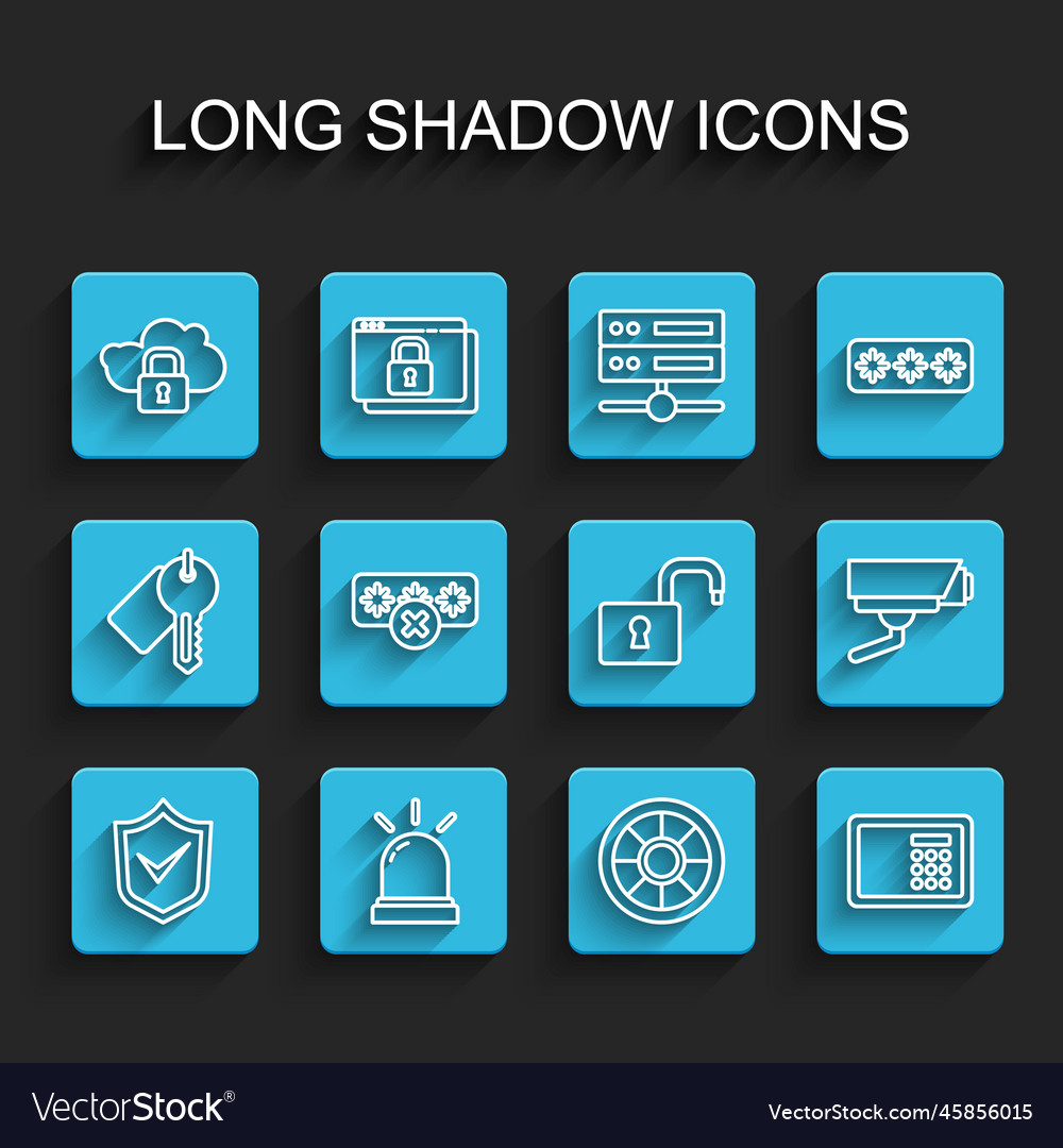Set line shield with check mark motion sensor vector image Set line shield with check mark motion sensor